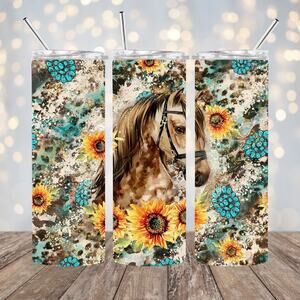 Horse Sunflower 20oz Tumbler With Straw
